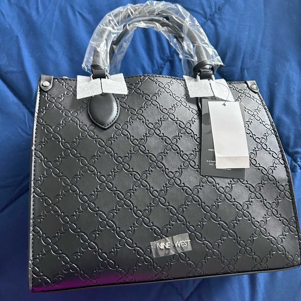 🟢 NINE WEST • Black Satchel/Crossbody Bag • Med